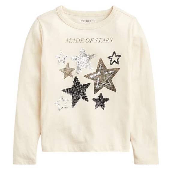 CREWCUTS Girl’s long-sleeve Made of Stars graphic T-shirt with sequins size XXL - Picture 1 of 4